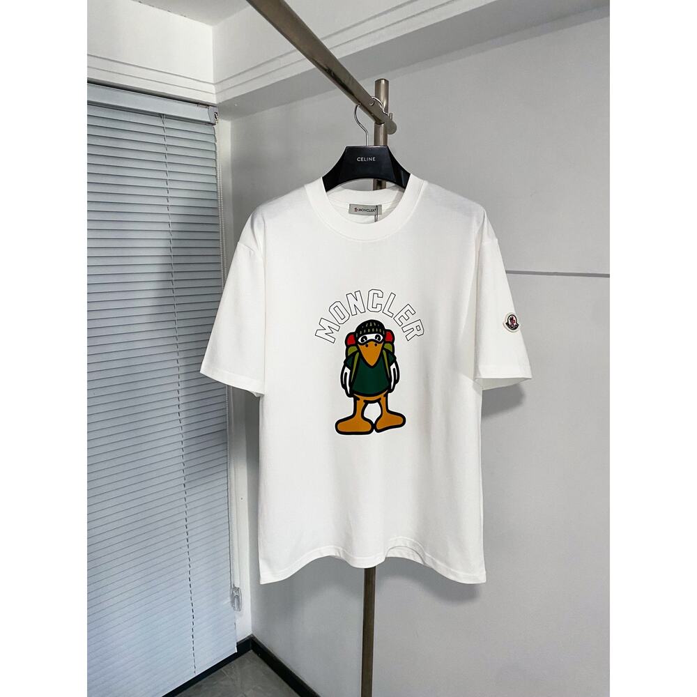 Moncler Men's and Women's crew neck white short sleeve T-shirt